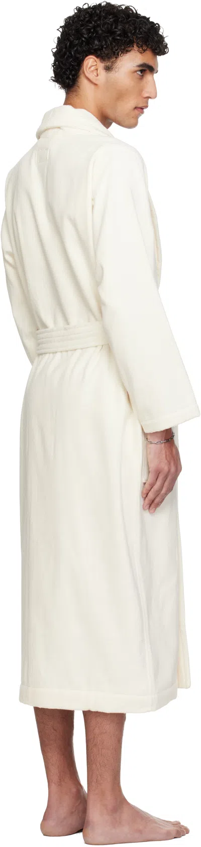 Tekla Off White Terry Classic Bathrobe In White