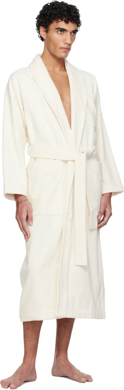 Tekla Off White Terry Classic Bathrobe In White