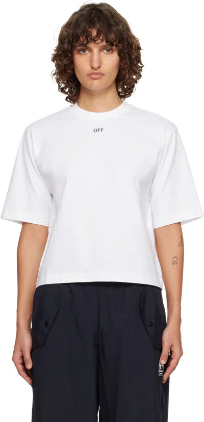 Off-white White Embroidered Flowers Arrow Boxy T-shirt In White