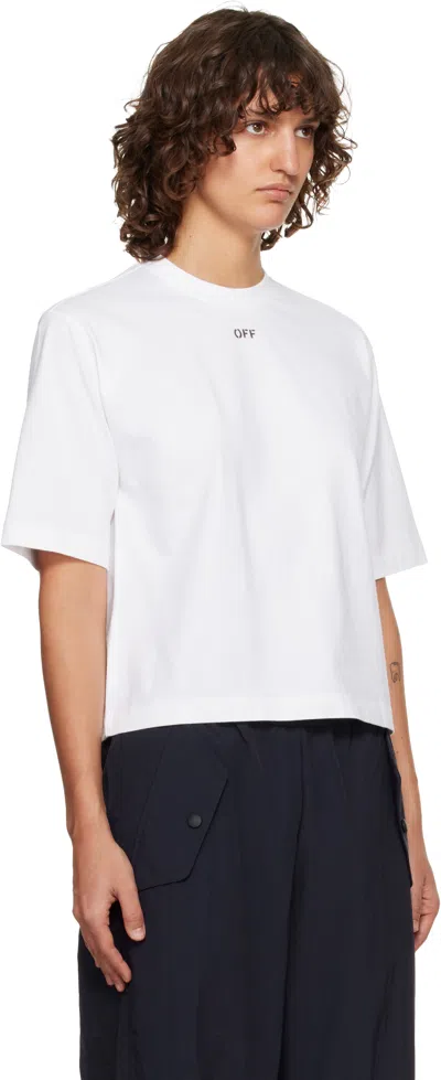 Off-white White Embroidered Flowers Arrow Boxy T-shirt In White