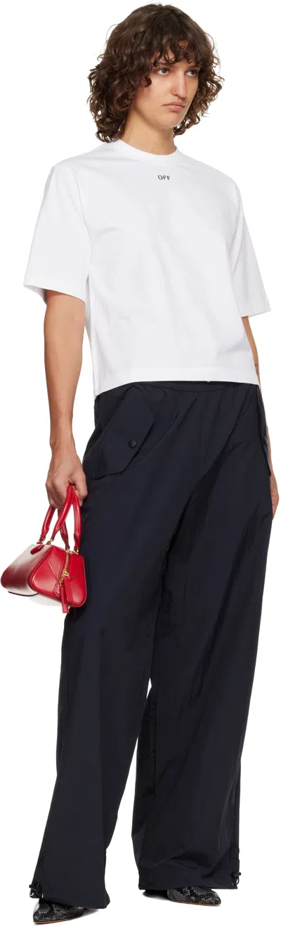 Off-white White Embroidered Flowers Arrow Boxy T-shirt In White