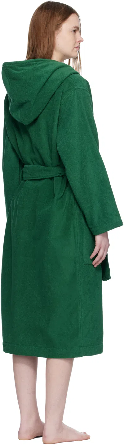 Tekla Green Terry Hooded Bathrobe In Green