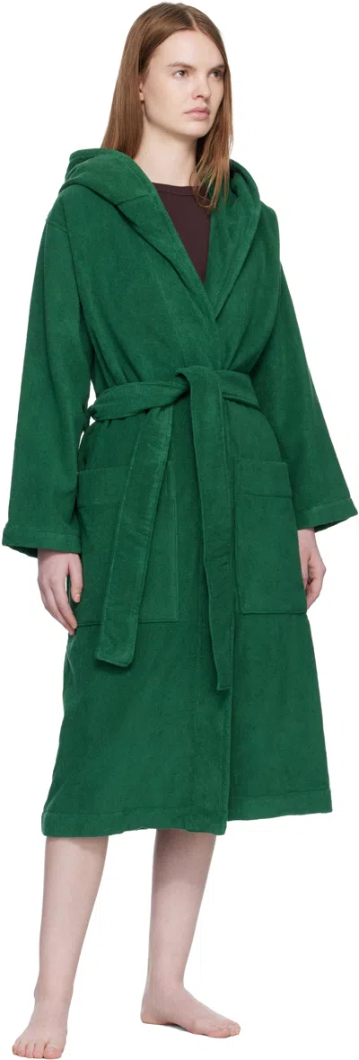 Tekla Green Terry Hooded Bathrobe In Green
