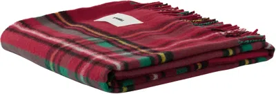 Tekla Red Fringed Blanket In Multi