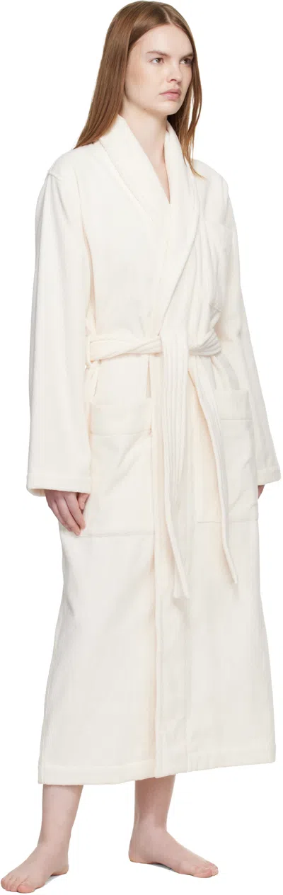 Tekla Off White Terry Classic Bathrobe In White