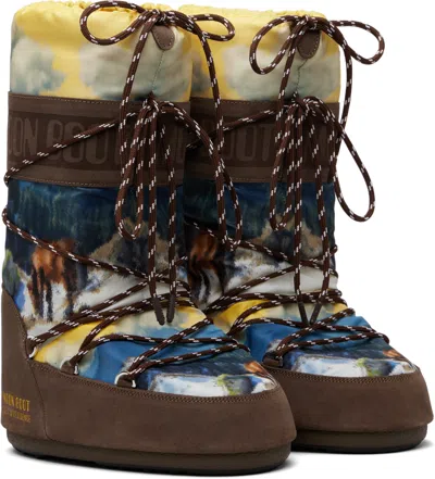 Guest In Residence Brown Moon Boot Edition Icon Postcard Boots In Multi