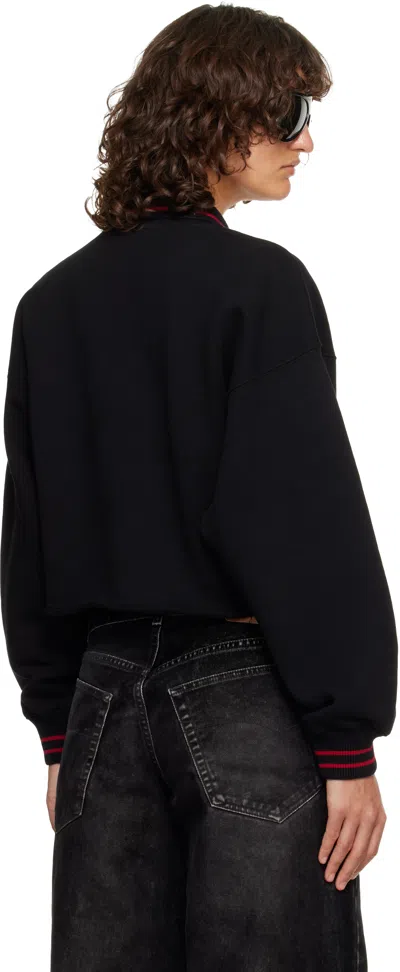 Off-white Black Sporty Crop Polo Logo Sweatshirt In Black