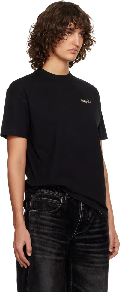 Off-white Arrow Glass Flower Regular Logo T-shirt In Black