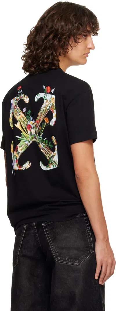 Off-white Arrow Glass Flower Regular Logo T-shirt In Black