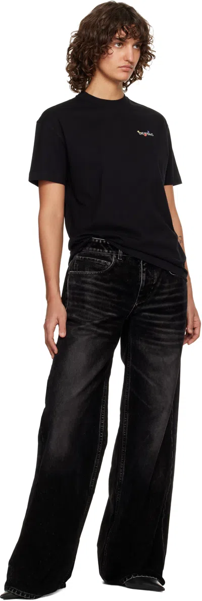 Off-white Arrow Glass Flower Regular Logo T-shirt In Black