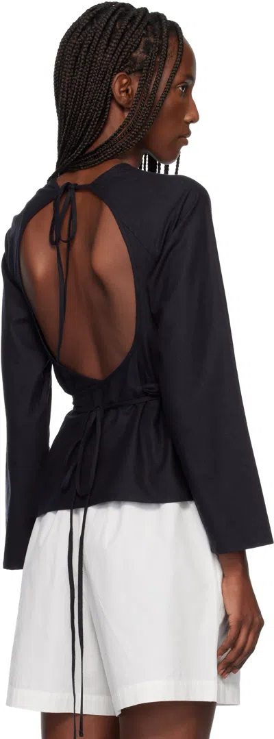 Baserange Black Long Sleeve Apron Blouse In Black