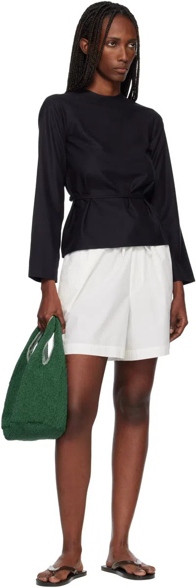 Baserange Black Long Sleeve Apron Blouse In Black