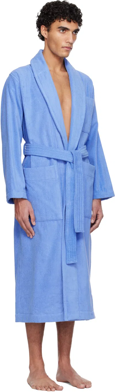 Tekla Blue Classic Bathrobe In Blue
