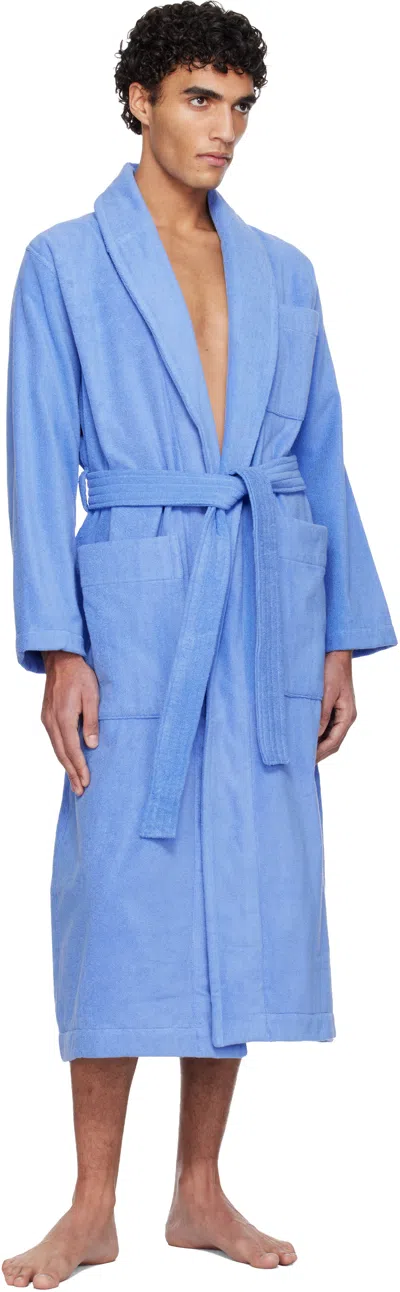 Tekla Blue Classic Bathrobe In Blue