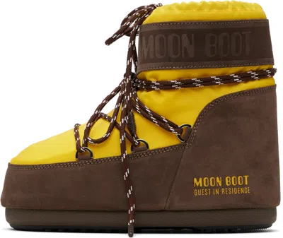 Guest In Residence Yellow & Brown Moon Boot Edition Icon Low Nylon Boots In Multi