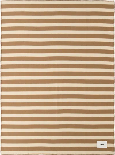 Tekla Beige & Tan Lambswool Blanket In Brown