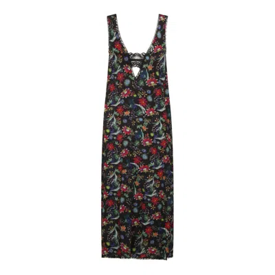 Zadig & Voltaire Renzo Lace-panel Floral-print Maxi Dress In Black