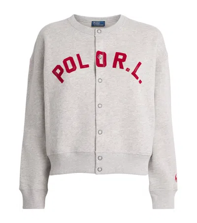 Polo Ralph Lauren Fleece Logo Cardigan In Gray