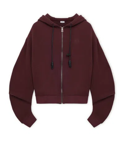 Loewe Cotton-cashmere Flamenco Zip-up Hoodie In Burgundy