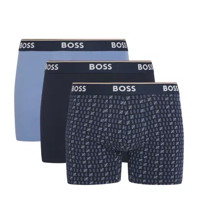 Hugo Boss Stretch-cotton Power Boxer Briefs In Blue
