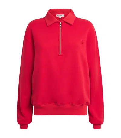 Éterne French Terry Polo Sweatshirt In Red