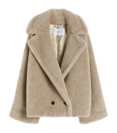 Max Mara Teddy Bear Icon Coat Short Sand In Alpaca And Wool In Multi