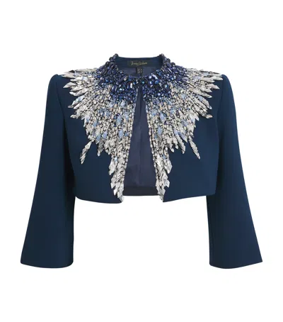 Jenny Packham Embellished Dexy Cropped Jacket In Blue