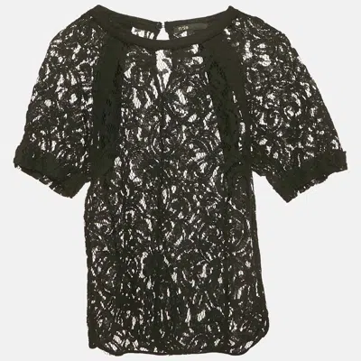 Pre-owned Sandro Black Lace Sheer Top S