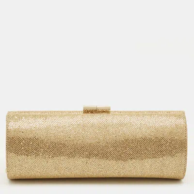 Pre-owned Jimmy Choo Twill Tube Gold Glitter And Lurex Fabric Clutch