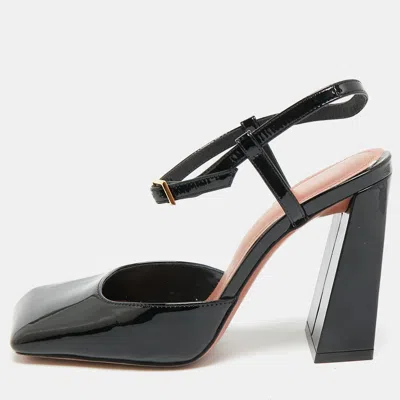 Pre-owned Amina Muaddi Charlotte Size 35 Black Patent Leather Pumps