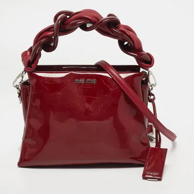 Pre-owned Miu Miu Red Patent And Leather Top Handle Bag