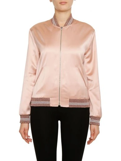 Shop Saint Laurent Teddy Uscher Bomber Jacket In Poudre|rosa