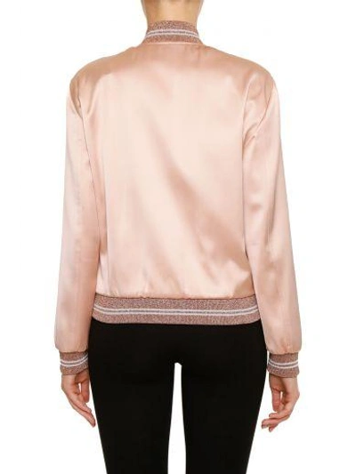 Shop Saint Laurent Teddy Uscher Bomber Jacket In Poudre|rosa