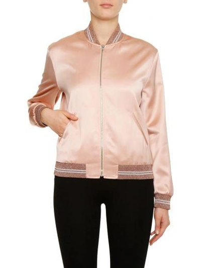 Shop Saint Laurent Teddy Uscher Bomber Jacket In Poudre|rosa