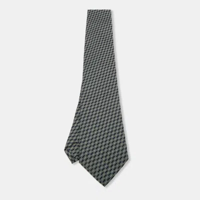 Pre-owned Prada Black Check Pattern Silk Tie