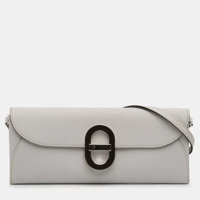 Pre-owned Hermes Grey Epsom Maillon To Go Wallet In Gray