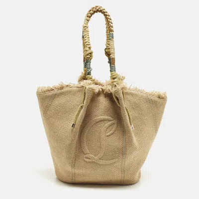 Pre-owned Christian Louboutin By My Side Beige Jute Tote In Sand