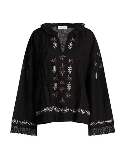 Skall Studio Woman Top Black Size 12 Linen, Organic Cotton In Black