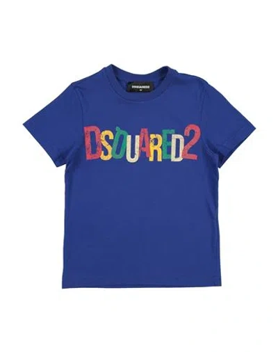 Dsquared2 Toddler Boy T-shirt Bright Blue Size 4 Cotton In Blue