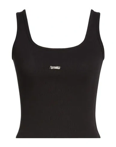 Disclaimer Woman Tank Top Black Size L Cotton, Elastane In Black