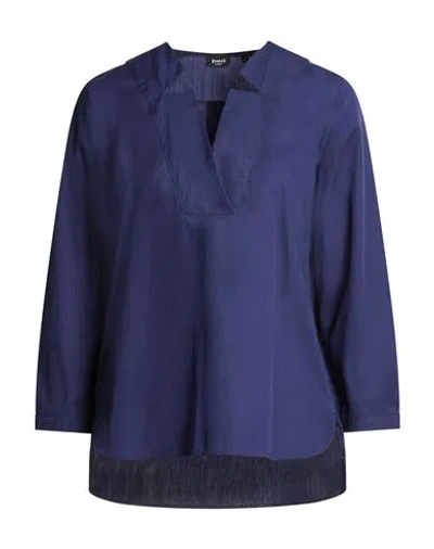 Emme By Marella Woman Top Navy Size 4 Cotton In Blue