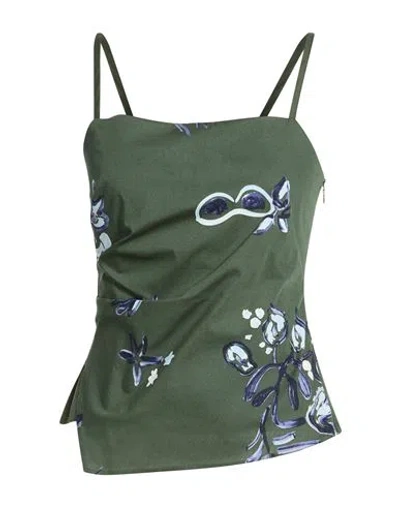 Marella Woman Top Green Size 4 Cotton, Elastane In Green