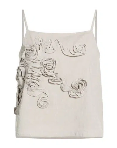 Marella Woman Top Light Grey Size 10 Linen, Viscose, Elastane In Gray