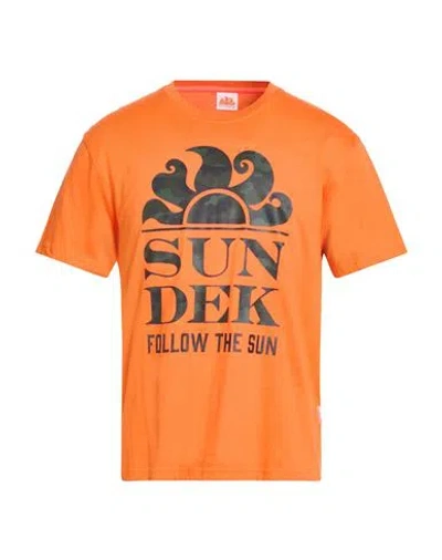 Sundek Man T-shirt Orange Size Xl Cotton In Orange
