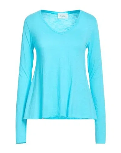 American Vintage Woman T-shirt Azure Size Xs Cotton, Viscose In Blue