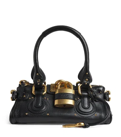 Chloé Paddington Padlock Shoulder Bag In Leather In Black