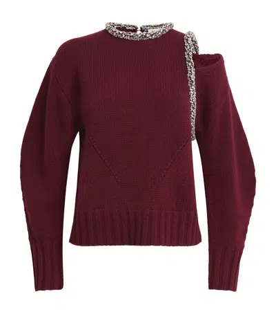 Simkhai Womens Oxblood Monroe Embellished Wool-blend Jumper In Burgundy
