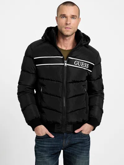 Guess Factory Eco Pietros Padded Hooded Jacket In Black