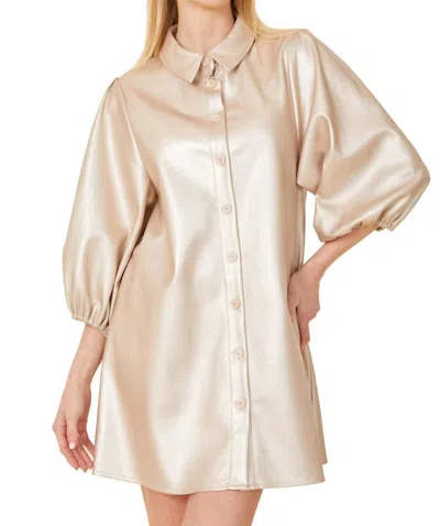 Dolce Cabo Vicki Vegan Leather Tunic Dress In Pale Gold In Neutral