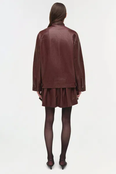 Simkhai Women's Bryar Leather Mini Skirt In Mahogany In Burgundy
